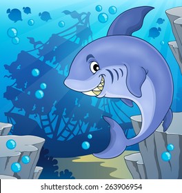 Image with shark theme 4 - eps10 vector illustration.