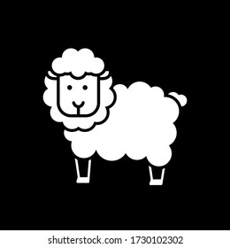 Image of a sheep. Funny line image . Black background.