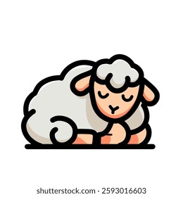 Image of a sheep that is sleeping, sheep icon, sheep logo, vector design illustration with a white background.
