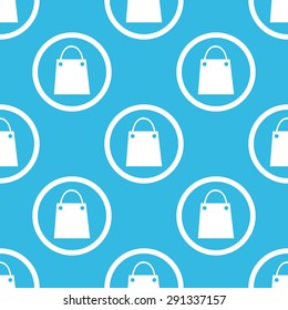 Image of shopping bag in circle, repeated on blue background