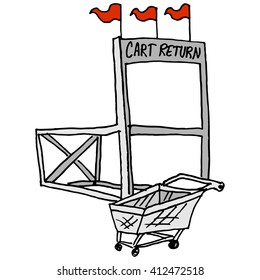 An image of a shopping market cart return station.