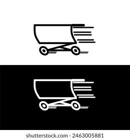 image of shopping trolley icon design in black and white