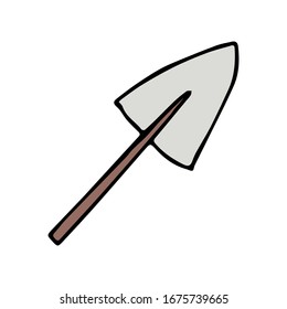 Image of a shovel. Doodle style. Vector element for design. Garden tool.