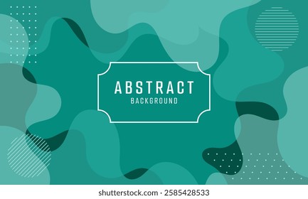 The image showcases an abstract background featuring fluid organic shapes in varying shades of green complemented by simple geometric patterns.