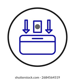 La Imagen muestra una representación abstracta de la transferencia de datos a un dispositivo dentro de un marco circular. Las flechas indican la dirección de entrada de datos, insinuando un sistema de procesamiento sin fisuras. Se comunica