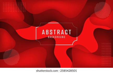 The image showcases an abstract red background featuring dynamic fluid shapes, geometric patterns, and a gradient effect creating a modern and visually appealing design.