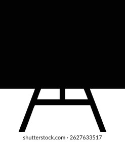 The image showcases a black rectangular shape atop a simple, wooden support frame, presenting a stark contrast on the white background.