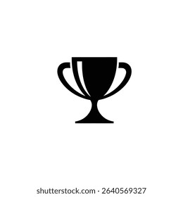 Image showcases a clean, black silhouette of a trophy. This minimalistic graphic design is isolated against a white background, highlighting its elegant form and shape.