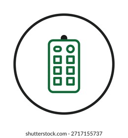 Das Bild zeigt ein sauberes, minimalistisches Design eines Fernbedienungssymbols. Seine glatten, abgerundeten Ecken und die vereinfachte Oberfläche vermitteln ein Gefühl moderner Technologie und benutzerfreundlichen Designs. Diese