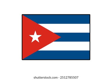 La Imagen muestra la bandera cubana, caracterizada por su triángulo rojo, rayas blancas y una estrella prominente. Representa el orgullo nacional y la identidad en la rica cultura de Cuba.