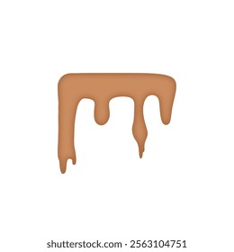 The image showcases a digitally rendered abstract design featuring a brown liquid substance dripping down from a flat surface against a white background. 