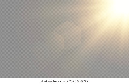 The image showcases a golden light effect, complete with sun rays and a dawn-like atmosphere. It also features a gold flare, rendered as a vector graphic.
