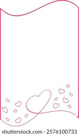 Image розовая рамка  showcases a hand-drawn romantic card template with a wavy border and delicate heart decorations concentrated in the upper left corner, featuring an elegant pink sketch style. Idea