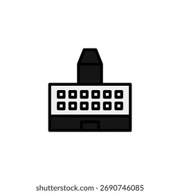 The image showcases a minimal and stylized illustration of an institutional edifice, symbolizing a building or architectural structure. Its simple design and clean lines evoke a sense of modernity