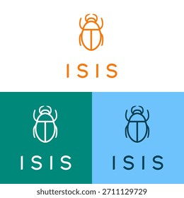 The image showcases a minimalist beetle logo rendered in several color variations against different colored backgrounds. The design employs simple line art, giving it a modern and clean appearance. The overall composition suggests possibilities for use in various branding materials, marketing content, and graphic design projects. It offers potential for diverse commercial applications.