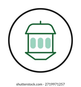 The image showcases a minimalist representation of architectural design. Encased within a circle, it features a structure composed of clean lines and geometric forms, suggesting modern aesthetics