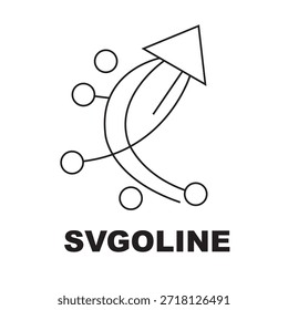 The image showcases a professional branding kit for a logo named SVGOLINE.The design features an abstract, line-art icon of an upward-pointing arrow intertwined with curved paths and circular nodes, suggesting growth and connectivity