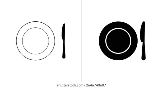 A imagem mostra uma comparação lado a lado à esquerda, um desenho em linha de uma placa e faca, e à direita, uma silhueta preta cheia do mesmo.
