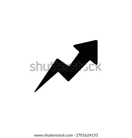 The image showcases a sleek, black zigzag arrow pointing upwards against a stark white background, symbolizing progress, growth, and positive trajectory in a minimalist style.