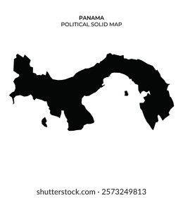 The image showcases a solid black outline of Panama, clearly delineating its political boundaries. This stark representation emphasizes the countrys shape and geographical features.