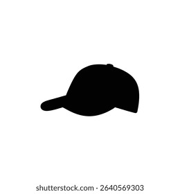 The image showcases a solid black silhouette of a classic baseball cap, standing out sharply against a plain white backdrop, perfect for various creative applications.