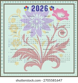 The image showcases three visually distinct 2026 calendar designs, each presented in a modern illustrative style suitable for print or digital use. The first design features a soft pastel background w