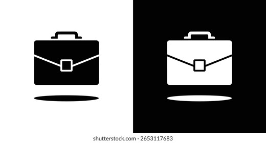 A imagem mostra dois ícones de pasta, um preto no branco e um branco no preto. Cada um tem uma sombra. O design simples transmite temas de negócios, trabalho ou profissionais.