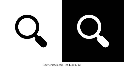 Image showcases two magnifying glass icons. One is black on a white background, the other is white on a black background. Both illustrate the search symbol.