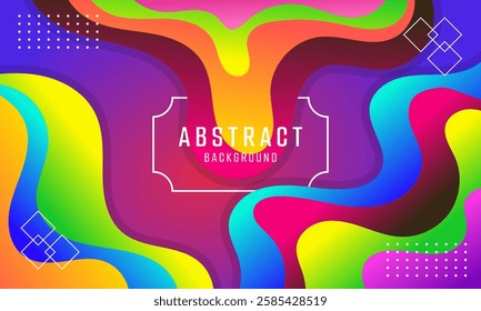The image showcases a vibrant abstract background featuring colorful wave shapes and geometric elements creating a dynamic and modern visual.