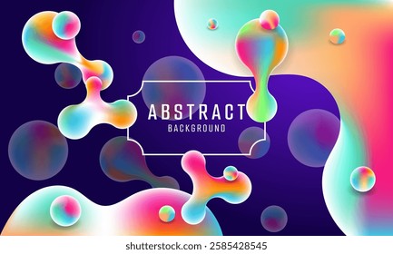 The image showcases a vibrant abstract background featuring multicolored fluid shapes and spheres, creating a dynamic and visually appealing design.