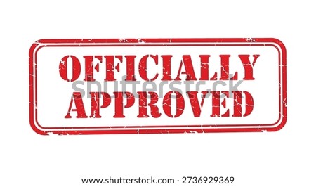 The image showcases a vibrant red stamp with the phrase 'officially approved' prominently displayed. It conveys a sense of authorization and validation for documents.