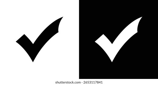 Imagem exibindo uma marca preta sobre um plano de fundo branco, combinada com uma marca branca sobre um plano de fundo preto para realçar o símbolo com inversão de cores contrastantes.