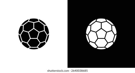 Image showcasing soccer balls, one black on white, and one white on black. The icon design features a classic football pattern with pentagons and hexagons.