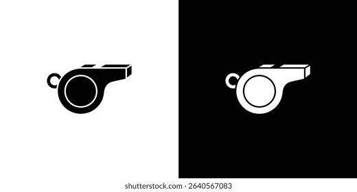 Image showcasing two identical whistle icons. One is black on a white background, and the other is white on a black background, a symbol for referees.