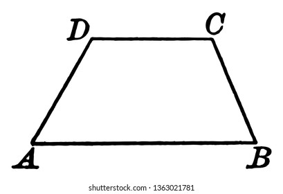 An image showing ABCD Trapeze. Trapezoid has two and only two parallel sides, vintage line drawing or engraving illustration.