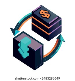 image showing the concept of swapping or exchanging cryptocurrencies, highlighting trade between different tokens
