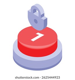 Image showing the concept of two factor authentication with a padlock and a button to press