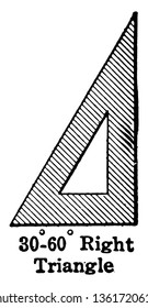 Image showing a triangle right grade 30-60-90, vintage line drawing or engraving illustration.