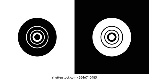 Imagem mostrando dois círculos Yin Yang com fundos preto e branco opostos. Cada círculo possui um design de alvo com anéis concêntricos, destacando o contraste monocromático e a unidade.