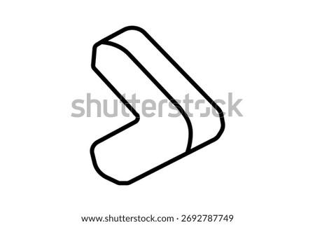 The image shows a 3D outline arrow icon pointing to the right. The arrow is thick, bold, and designed with a dimensional perspective that makes it appear raised or floating.