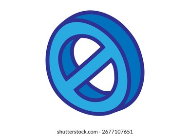 The image shows a 3D prohibition or restriction icon in blue tones.