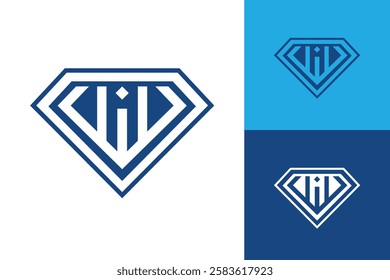 The image shows an abstract geometric logo design of a diamond shapes in letter W