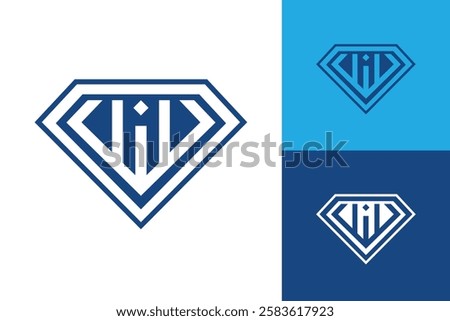 The image shows an abstract geometric logo design of a diamond shapes in letter W