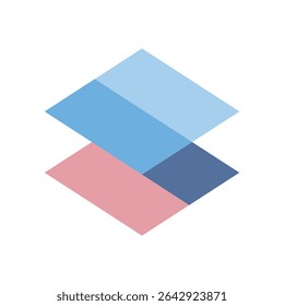 The image shows an abstract logo design of an initial letter S in geometric stack style in multi color that looks clean on a white background 