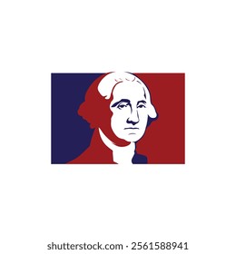 The image shows an abstract representation of George Washington, featuring stylized elements that suggest his likeness.