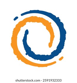 The image shows an abstract spiral shape letter O logo in orange and blue color. The image produced without the use of any form of AI software.