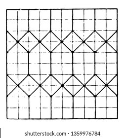 The image shows the beautiful Tessellation design along with the Repeating Design pattern, vintage line drawing or engraving illustration.