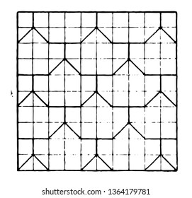 The image shows the beautiful Tessellation design along with the Repeating Design pattern, vintage line drawing or engraving illustration.