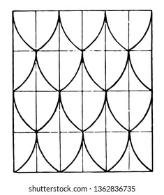 Das Bild zeigt ein schönes Fliesendesign und ein sich wiederholendes Design. Quadrat, in dem es vier Zeilen und sechs Spalten und jede Zeile hat eine Schleife und generiert ein kreatives Design, Vintage