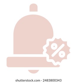 The image shows a bell icon with a percentage symbol inside a starburst. This icon likely represents a notification about a sale or discount.